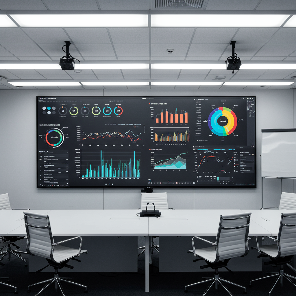 Illustration d’une salle de réunion équipée d’un grand écran